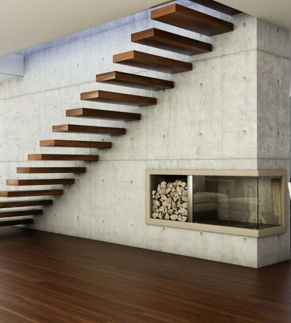 A distância entre os degraus torna as escadas visualmente fáceis