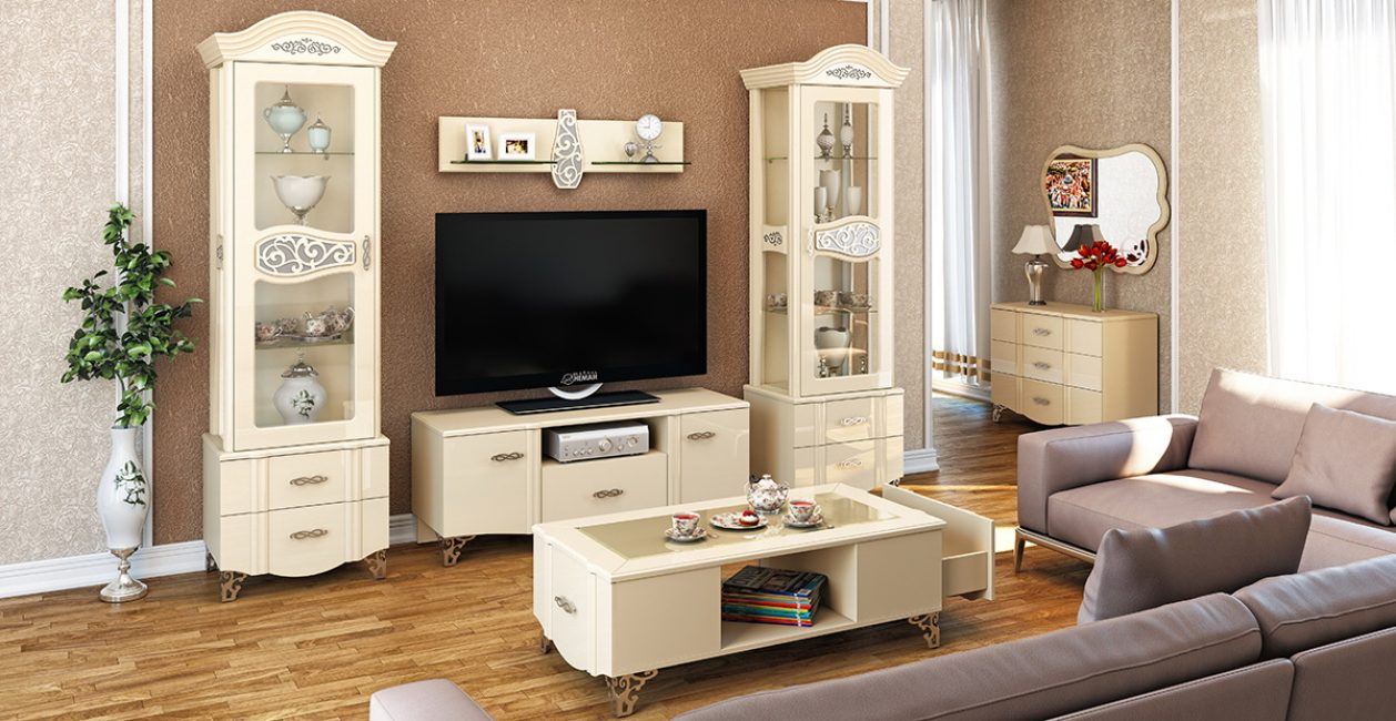 Design cheio de marfim com mobiliário suave