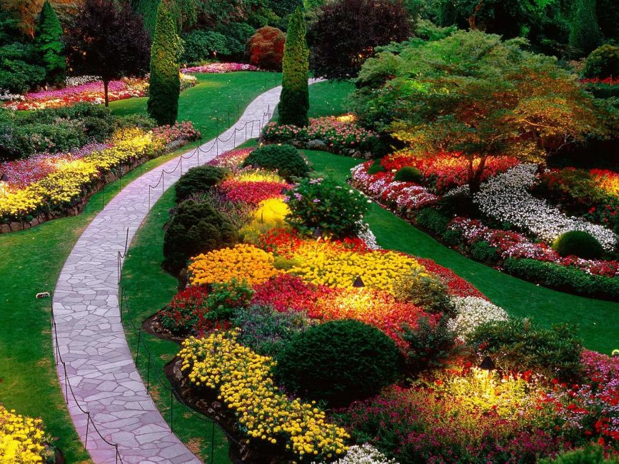 Contraste combinação de flores e tons em uma cama