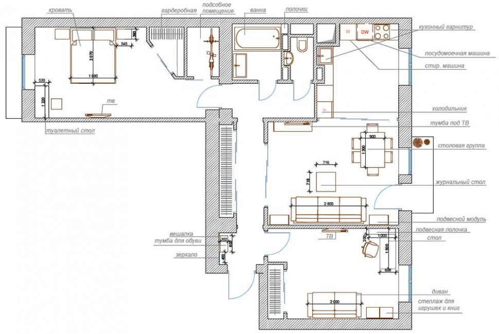 Melhor planejamento de um apartamento de 3 quartos em casas de painel: 160 + Foto do espaço considerado