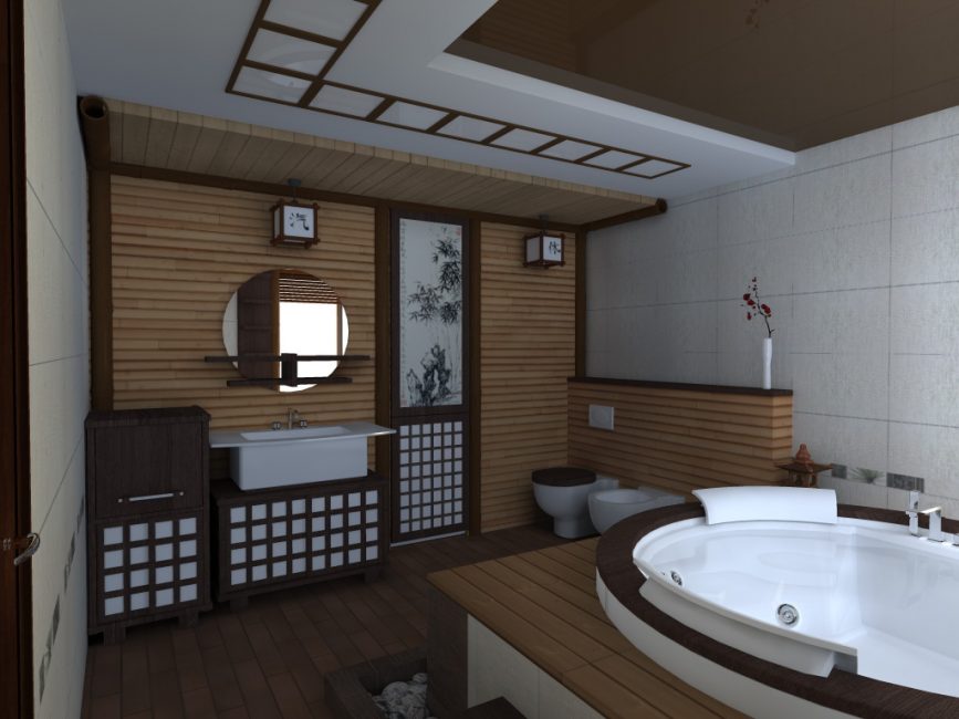 Design de banheiro de estilo japonês