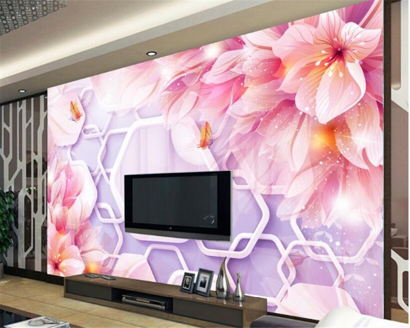 Painel com papel de parede - um acento brilhante no interior