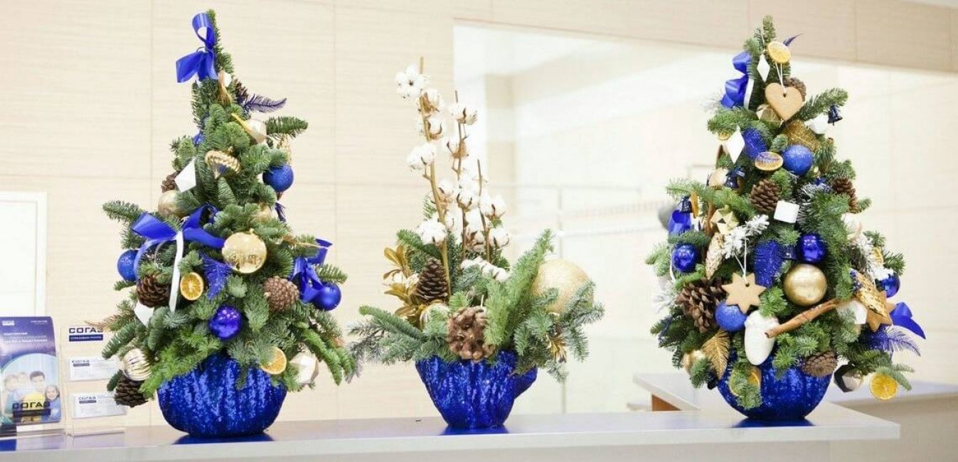 A combinação de azul e bege parece brilhante, sem sobrecarregar o interior