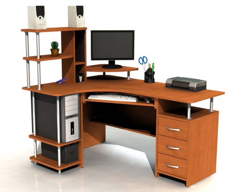 Mesa do computador de canto com um nicho para a unidade de sistema