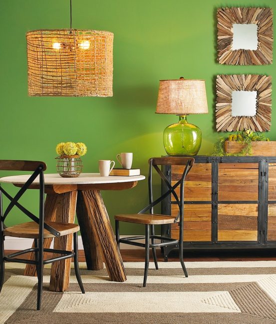 Estilo eco com um dossel de vime