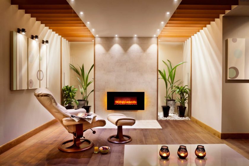 Lareira elétrica com o efeito de uma chama viva: Wall, Built-in, Outdoor. Qual modelo preferir? (Mais de 230 fotos)