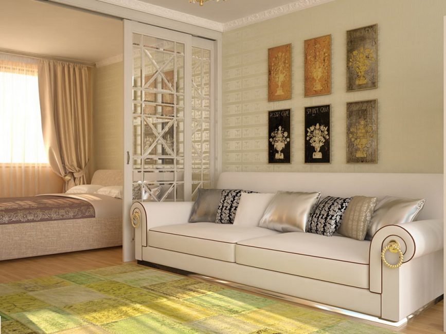 Opção modesta sala de estar com quarto
