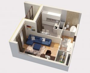 230+ صور الأفكار الداخلية شقق 1 (غرفة واحدة) من 40 متر مربع. تصميم عصري بسيط وأنيق