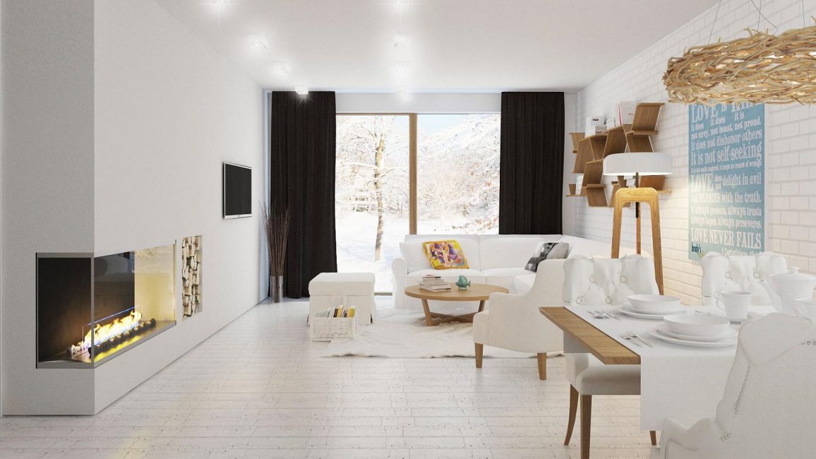 Sala de estar em um estilo acolhedor e rústico
