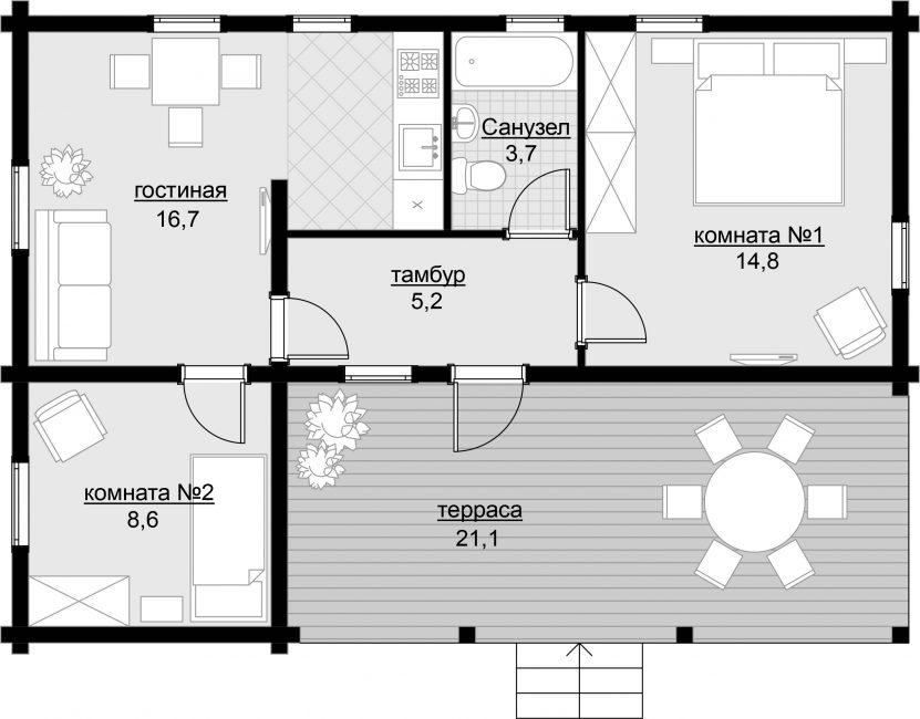 Casa de um andar 8x8