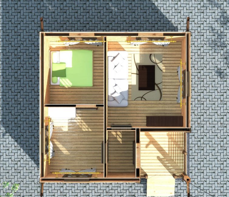 Casa 6x6 é adequado para uma pessoa ou um casal sem filhos
