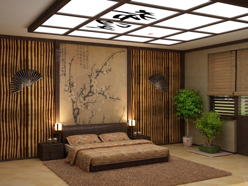 Decoração da parede de bambu