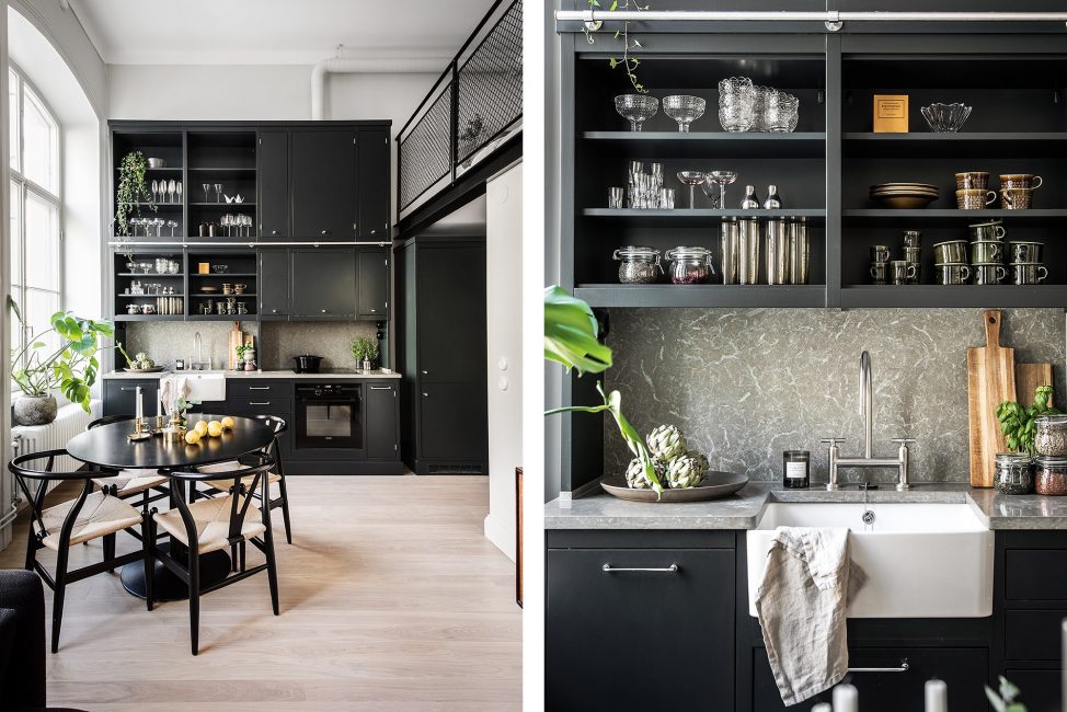 Apartamento elegante em preto e branco fosco