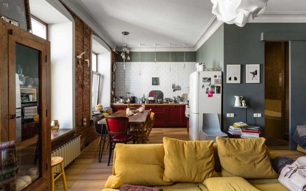 Studio Apartment: Soluções de estilo com elementos decorativos. 205+ Idéias Fotográficas de interior moderno