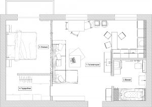 Layout de apartamentos de 2 (dois quartos): 215+ Fotos das formas aprimoradas de reencarnação do Design