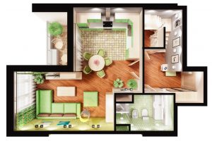 Layout de apartamentos de 2 (dois quartos): 215+ Fotos das formas aprimoradas de reencarnação do Design