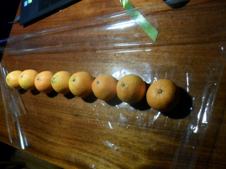 Lay out 8 mandarin length