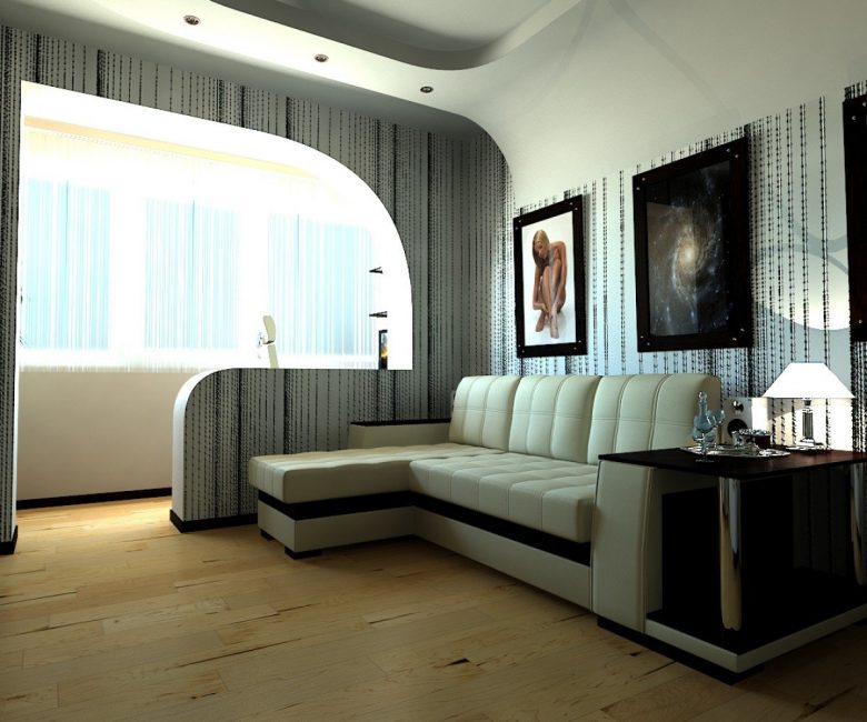 Sofá na sala-quarto para economizar espaço