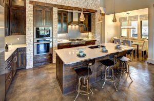Pedra decorativa na cozinha - 130 opções de design para belos desenhos