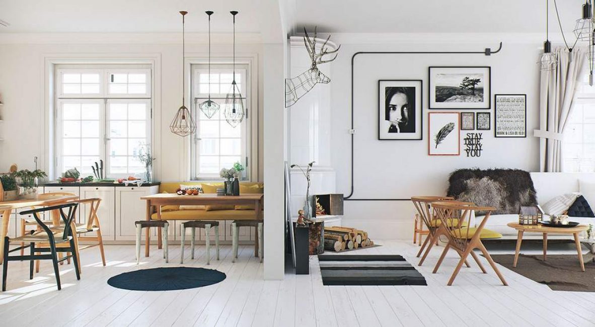 Para a decoração das paredes utilizadas principalmente materiais naturais.