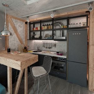 Cozinhas urbanas chiques em estilo loft - 255+ (Foto) Atmosfera industrial