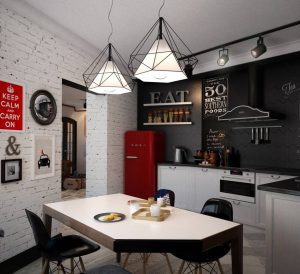 Cozinhas urbanas chiques em estilo loft - 255+ (Foto) Atmosfera industrial