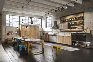 Cozinhas urbanas chiques em estilo loft - 255+ (Foto) Atmosfera industrial