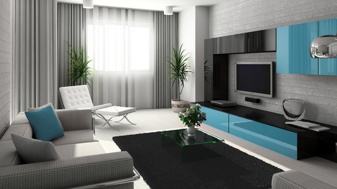 Lona monocromática combinada com uma abundância de elementos decorativos