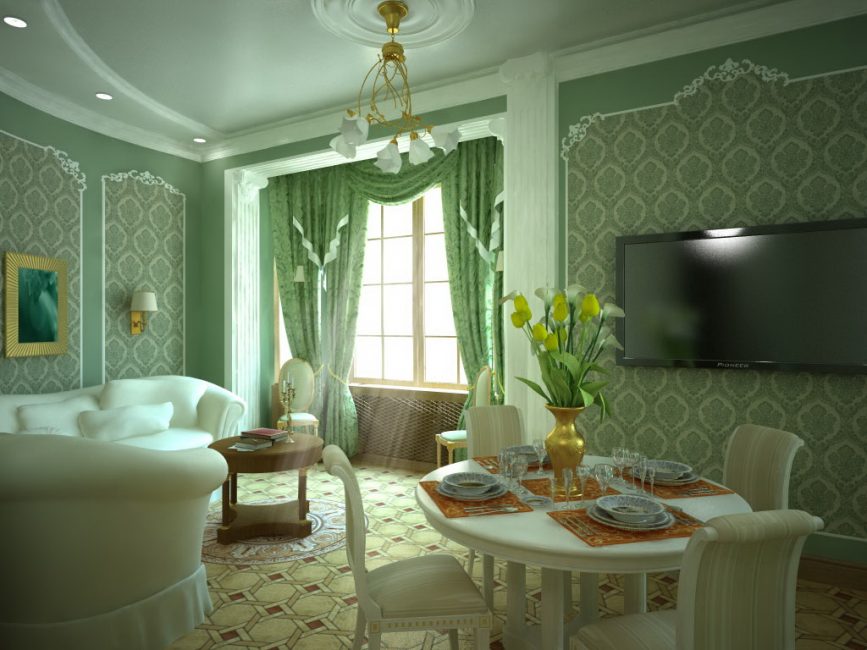 Interior com papel de parede verde será chato