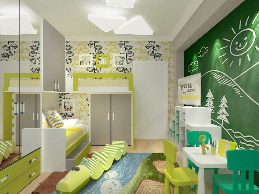 Design criativo do quarto das crianças