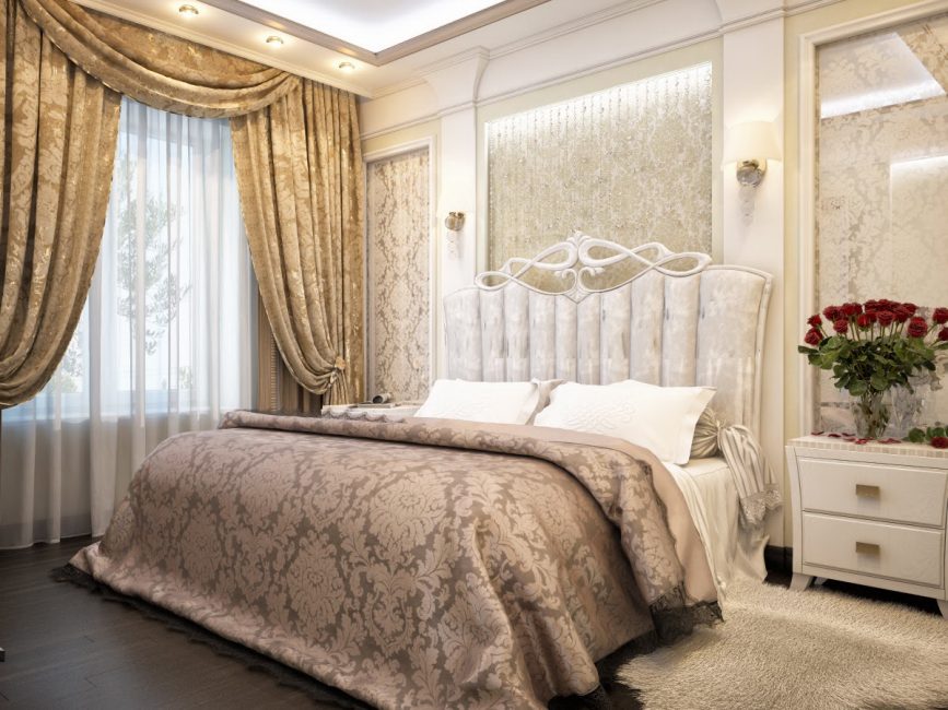 ห้องนอนออกแบบตกแต่งภายในในสไตล์คลาสสิก