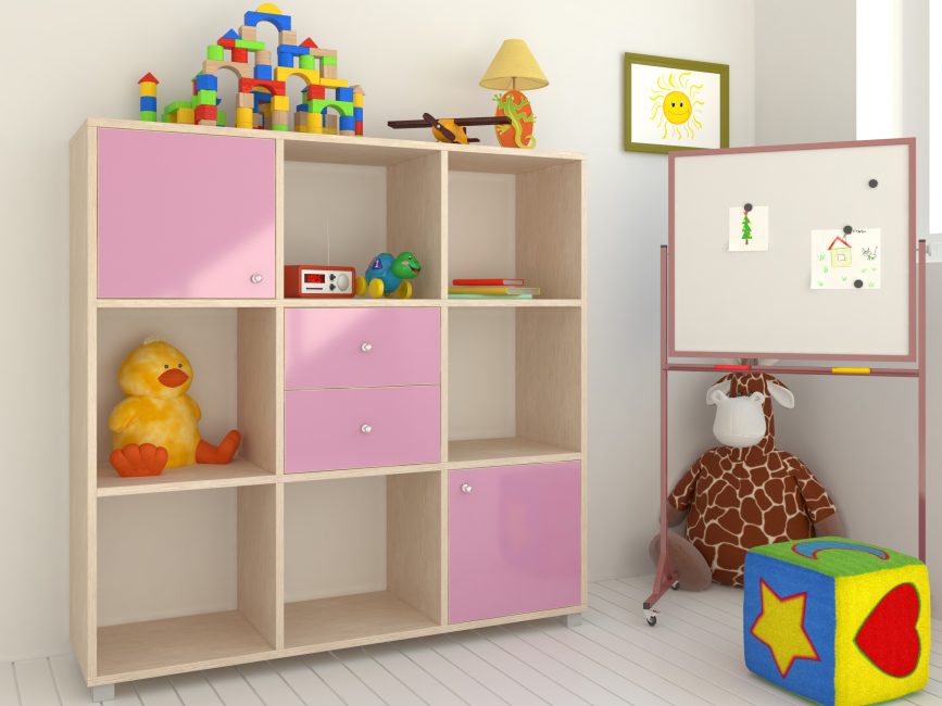 Comumente usado para brinquedos ou livros.