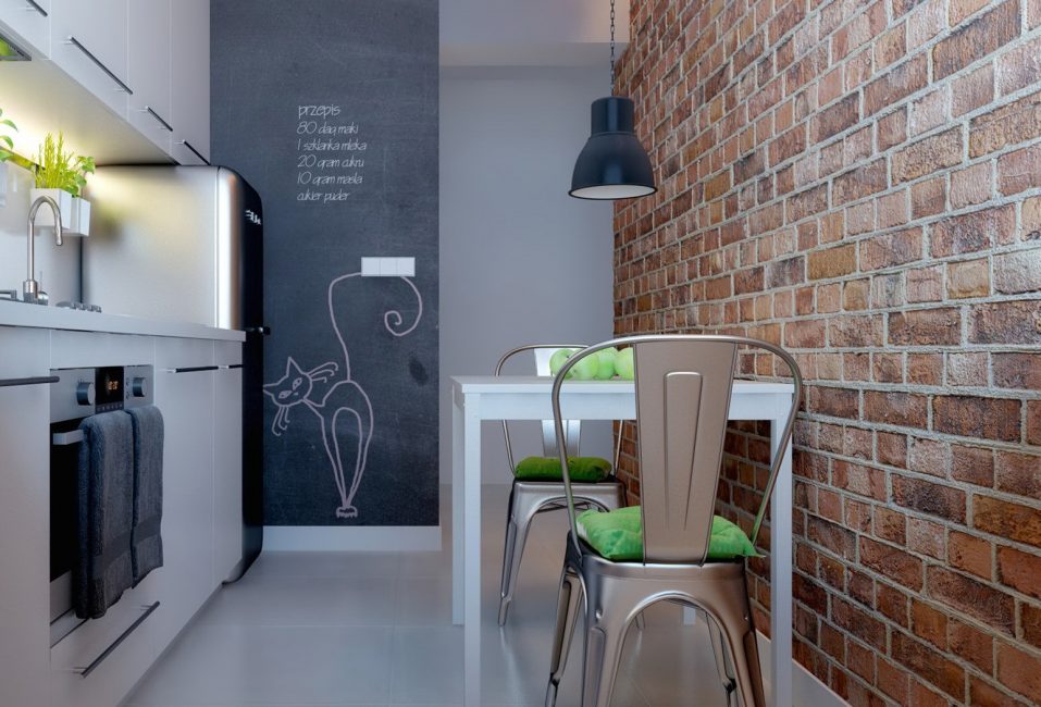 Cozinha pequena em estilo loft