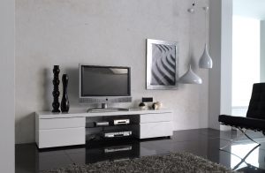 Prateleira de TV na parede (295+ fotos): nuances de design (articulada, canto, vidro)
