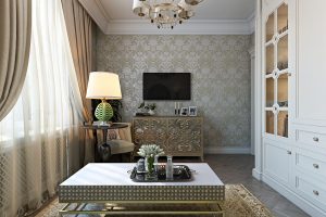 Prateleira de TV na parede (295+ fotos): nuances de design (articulada, canto, vidro)