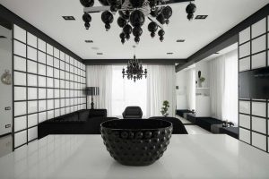 Elegante, Conforto e Beleza (mais de 170 fotos): interior em preto e branco (sala de estar, quarto, cozinha)