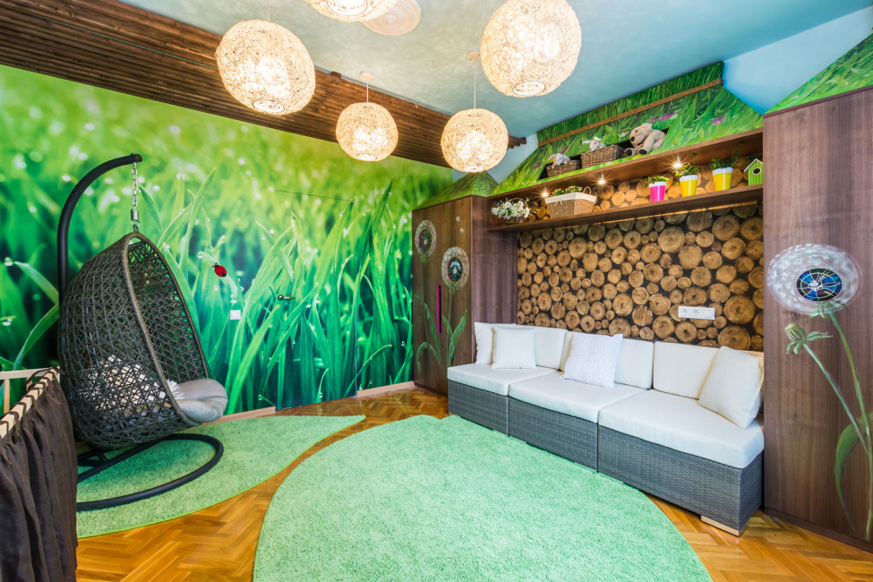 Nós decoramos o quarto com lâmpadas