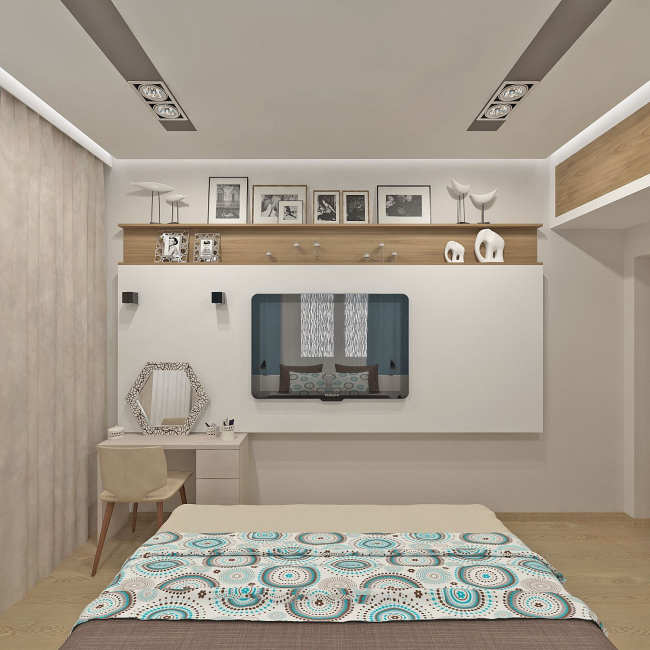 No interior de um quarto moderno