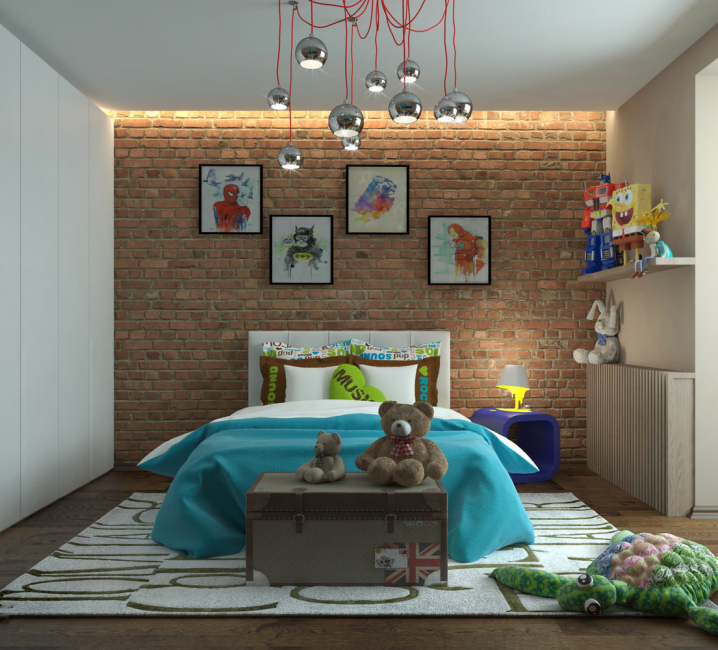 Quarto estilo loft para menino
