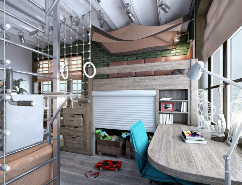 Quarto de design em um estilo moderno lofit