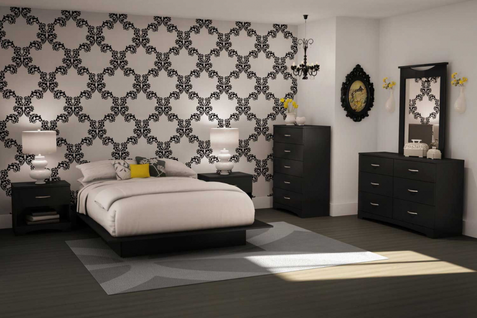 Cores preto e branco no interior
