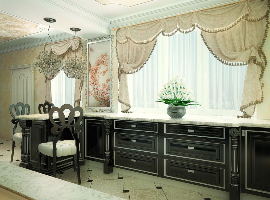 Cortinas com dobras de tecidos caros