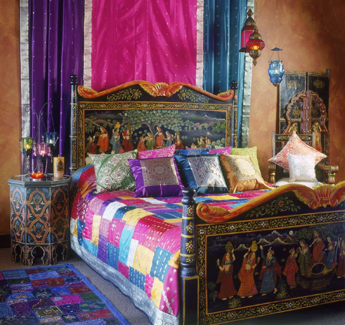 O elemento central da decoração é uma cama