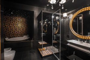 Cor dourada no interior - Design elegante entre luxo e luxo (205+ Foto de cozinha, quarto, sala de estar)