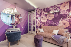 Papel de parede cor lilás na concepção da sala de estar, quarto e outros quartos. Combinações e combinações bem sucedidas (mais de 90 fotos)