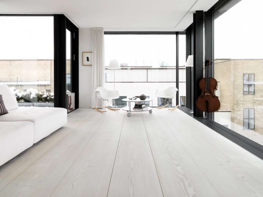 Parquet branco para sala de estar