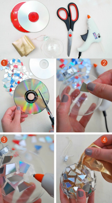 Uma bola de discos de CD com suas próprias mãos