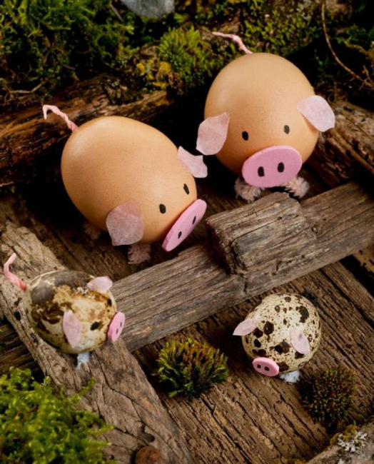 Artesanato de ovos para mini composição