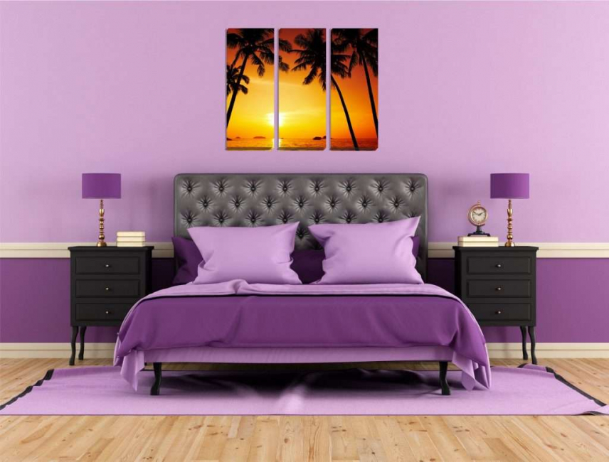 Imagem modular no quarto roxo