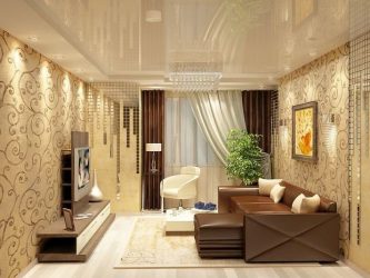 วอลล์เปเปอร์สีเบจในการตกแต่งภายใน - 175+ (ภาพ) รวมชุด (ในห้องครัว, ห้องนั่งเล่น, ห้องนอน)